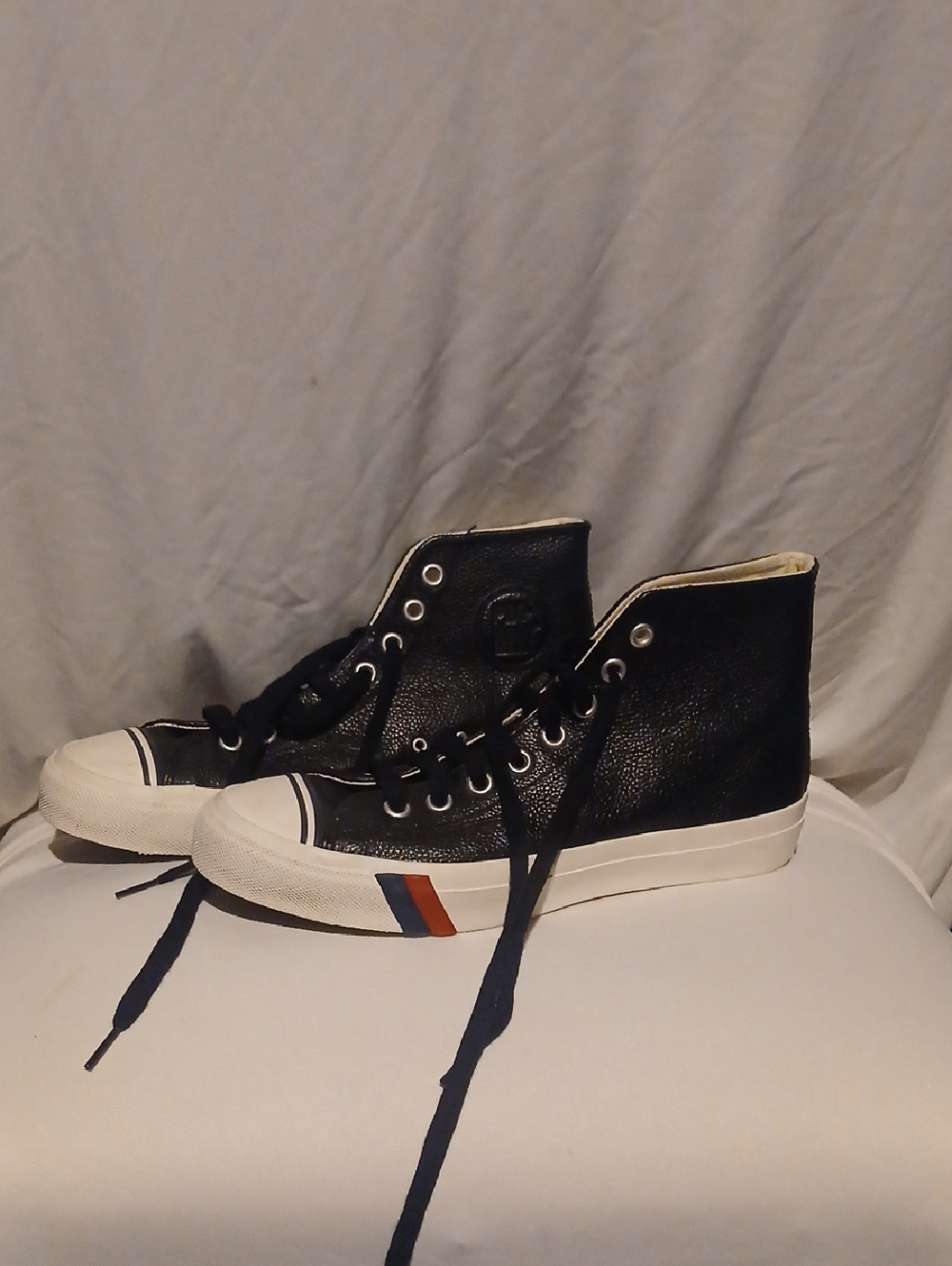Keds Black High-Top Sneakers with White Sole and Red & Blue Accents